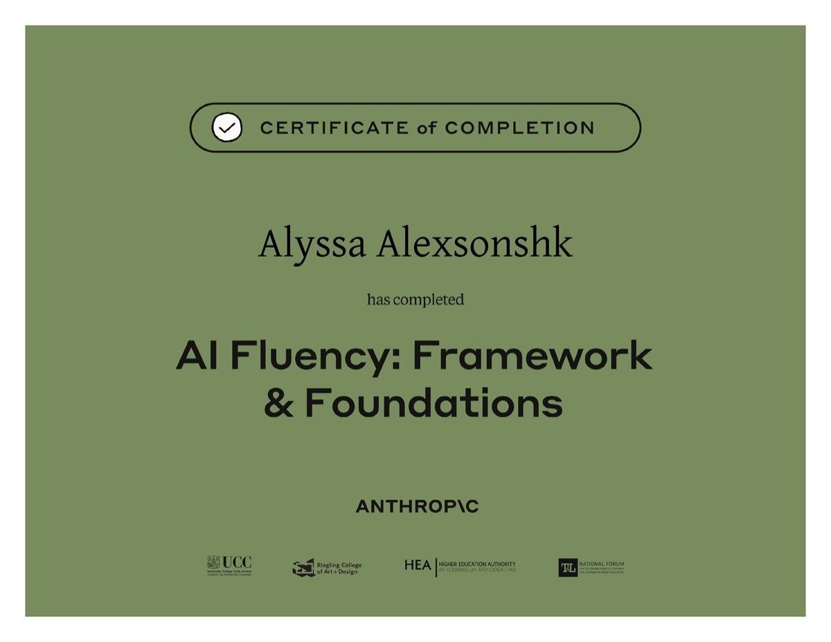 Anthropic — AI Fluency (2026) certificate