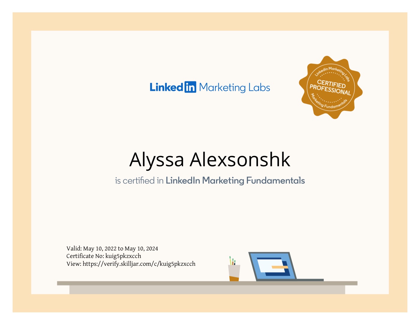 LinkedIn Marketing Fundamentals (2022) certificate