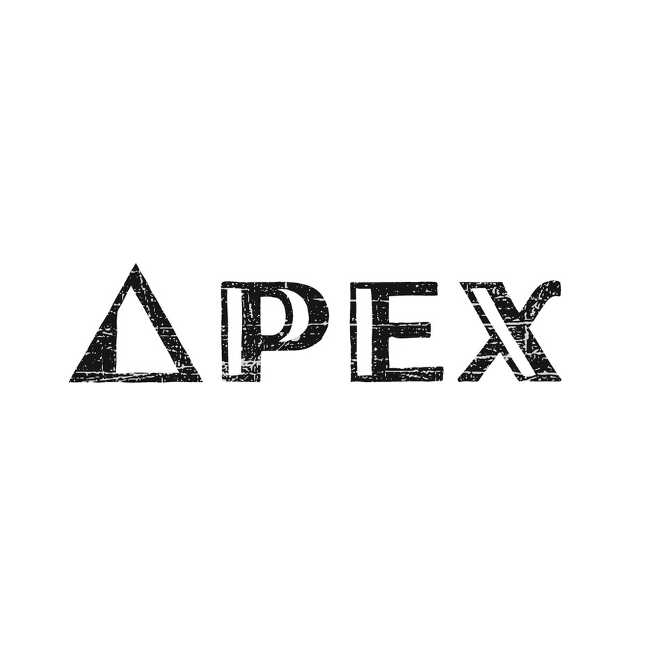 Hand-drawn APEX logotype with a triangle as the letter A